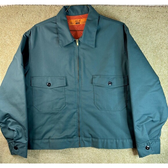 Vintage Men’s Delivery Canvas Jacket Zip USA Large Green NWOT 80s Work Cropped - Picture 1 of 7